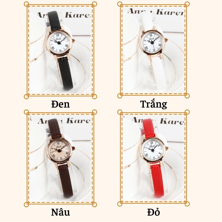 Đồng hồ nữ đeo tay chính hãng dây da đẹp chống nước mặt nhỏ LaCy Watch DHVGE0010
