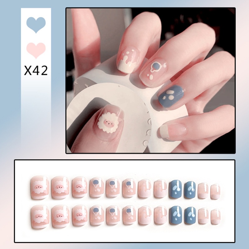 [Hàng mới về] Set 24 móng tay giả đính nơ xinh xắn dành cho nữ