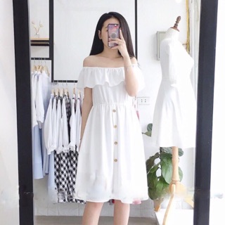 Đầm trễ vai bèo ngực xinh xắn
