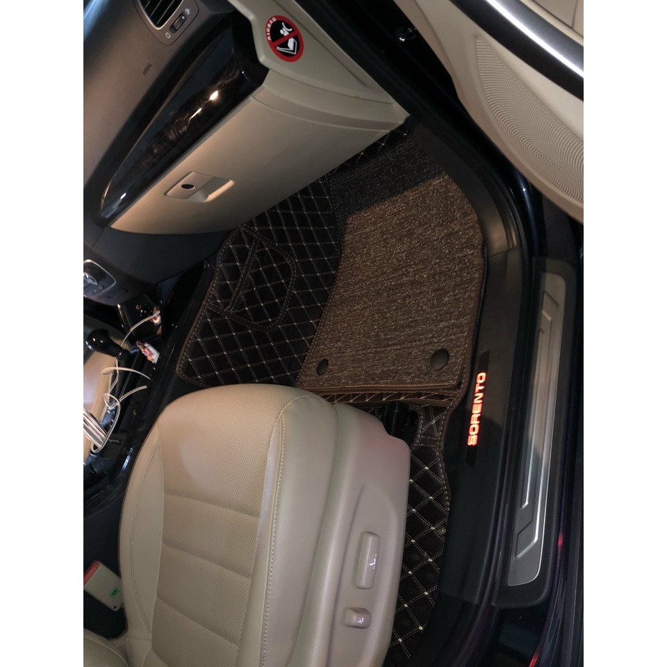Thảm lót sàn ô tô 5D 6D da cao cấp cho Kia Sorento 2021 - 2022 chống nước không mùi trải kín sàn xe