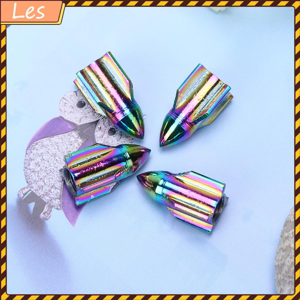 Bộ 4 nắp đậy van bánh xe hơi hình tên lửa nhiều màu sắc