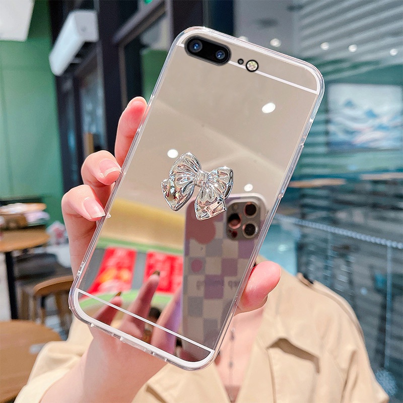Ốp Điện Thoại Mềm Tráng Gương Hình Nơ Thời Trang Cho iPhone 6 7 8 Plus SE2020 6S Plus X XS Max XR
