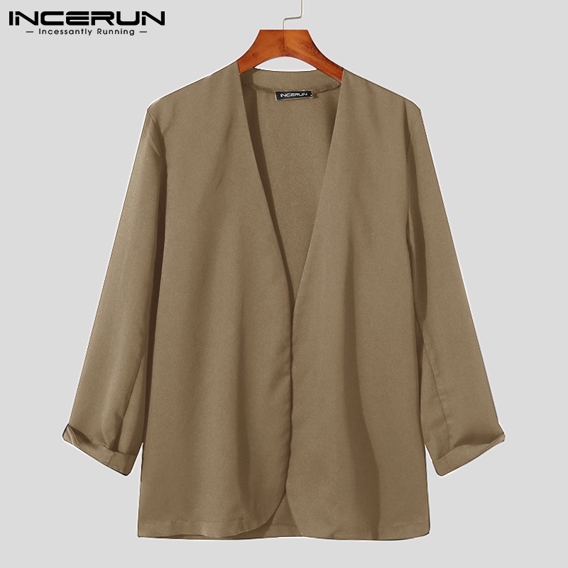Áo khoác blazer tay dài cổ chữ V thiết kế đơn giản thời trang cho nam
