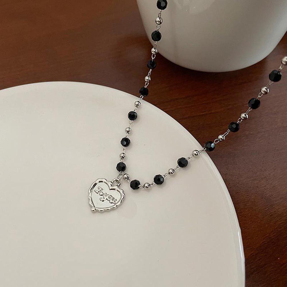 AROMA Dây Chuyền Mặt Trái Tim Khắc Chữ Phong Cách Hàn Quốc Ngọt Ngào Cho Nữ