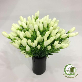 Bụi hoa tulip nhí màu trắng - hoa giả cao cấp
