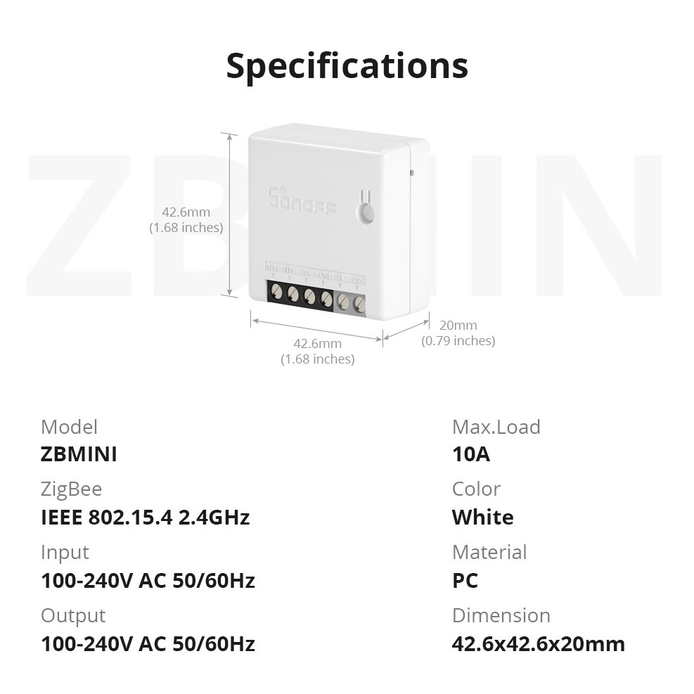 Công Tắc Điều Khiển Thông Minh Sonoff Zigbee 3.0 Sonoff ZB MINI Tương Thích Với Google