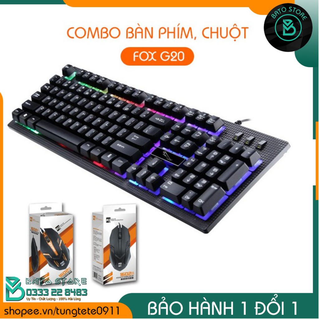 [Mã 2404EL10K giảm 10K đơn 20K] (RẺ VÔ ĐỊCH) Bộ Bàn Phím và Chuột FOX G20 - Phím Giả Cơ, LED Rainbow, Chuột DPI 3 Cấp