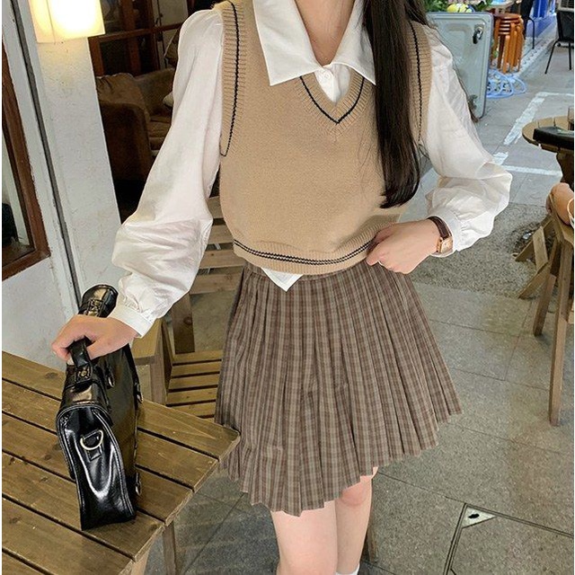 Áo tank top dệt kim cổ chữ v thời trang cho sinh viên | BigBuy360 - bigbuy360.vn