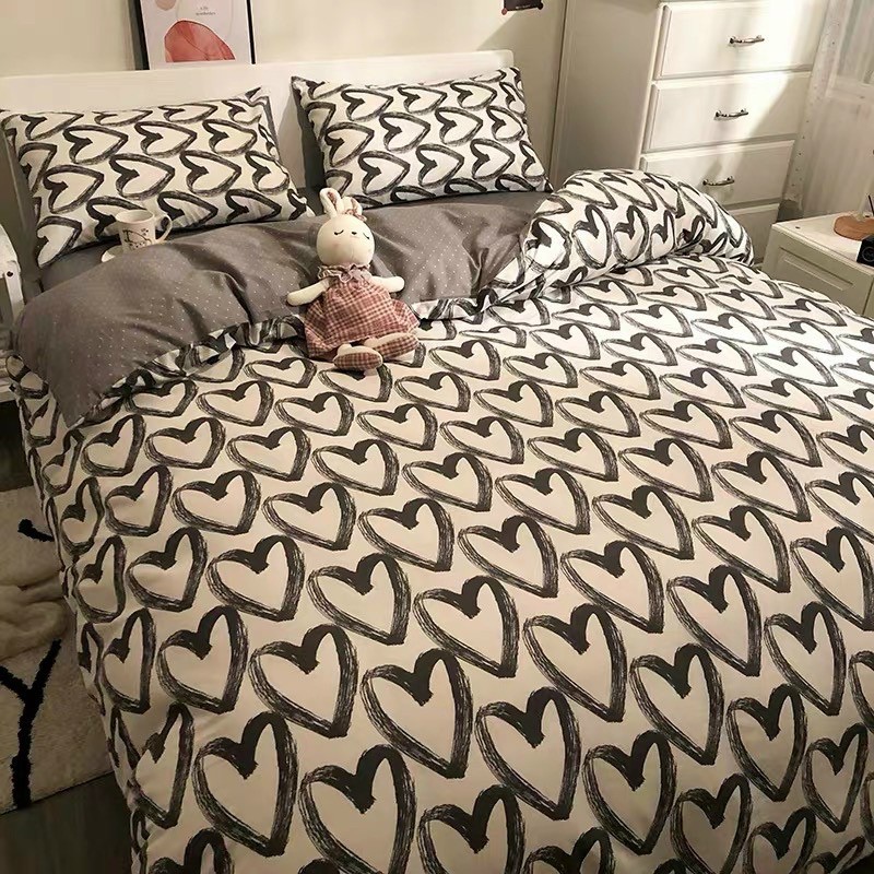 Bộ chăn ga gối poly cotton - Tim sơn ( Không kèm ruột )