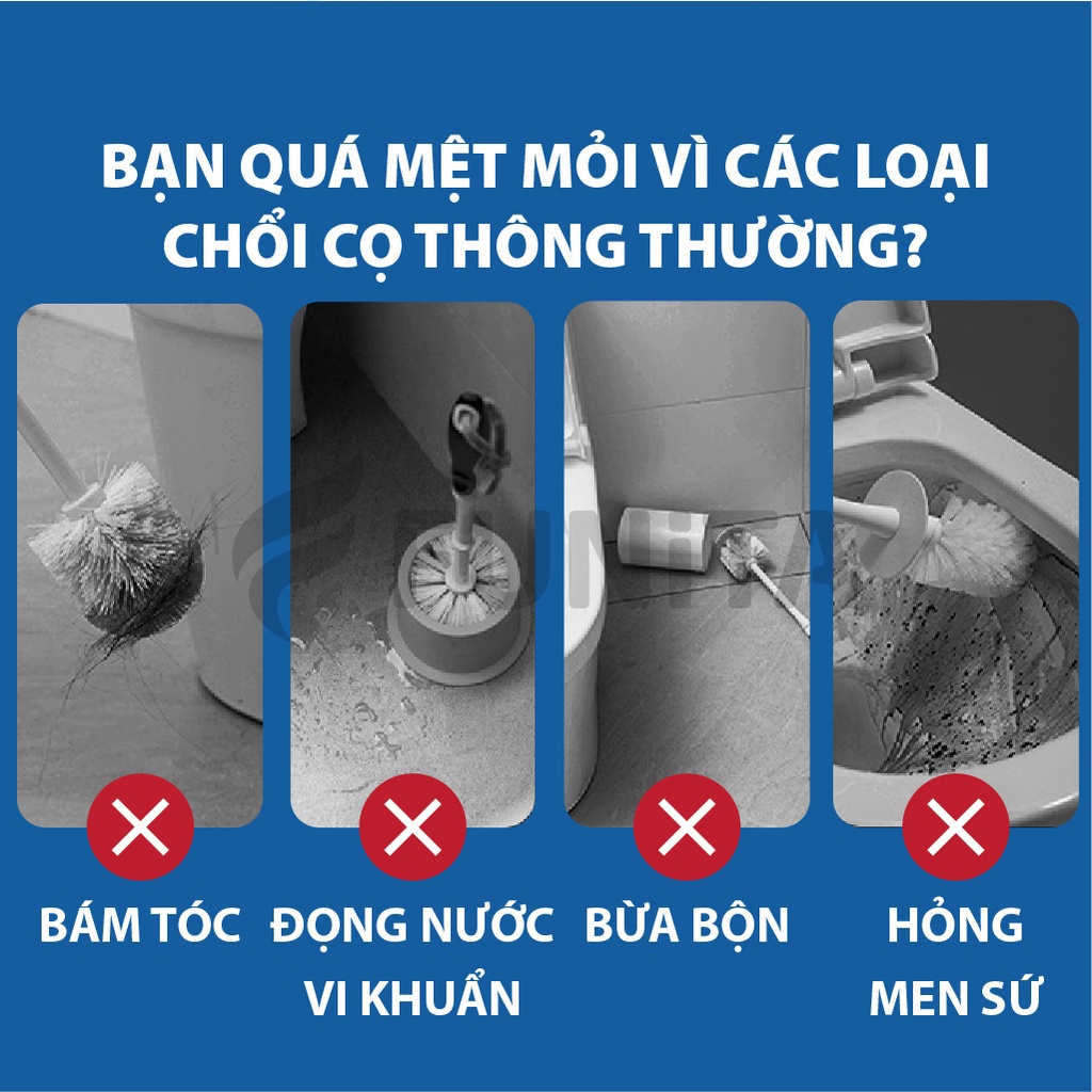 Cọ bồn cầu silicon thông minh, Chổi Cọ bồn cầu có hộp dán tường cao cấp