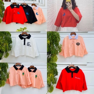 ⚡MẪU MỚI⚡Áo Croptop Tay Lỡ Có Cổ (100% ảnh thật)