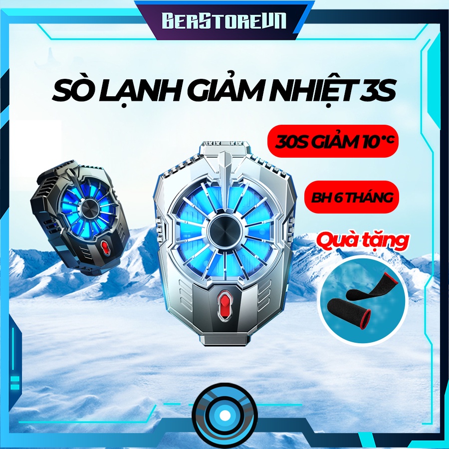 Quạt tản nhiệt điện thoại sò lạnh BER IRON SHIELD chơi game X20 - Nâng cao tuổi thọ pin - Giảm nhiệt 3s