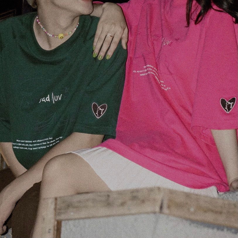 Áo Thun SADBOIZ SADLUV Tee Valentine Couple, Sad Boiz Sadlove Luv Tay Lỡ Form Rộng Unisex Full Tag In Nổi LibraStore
