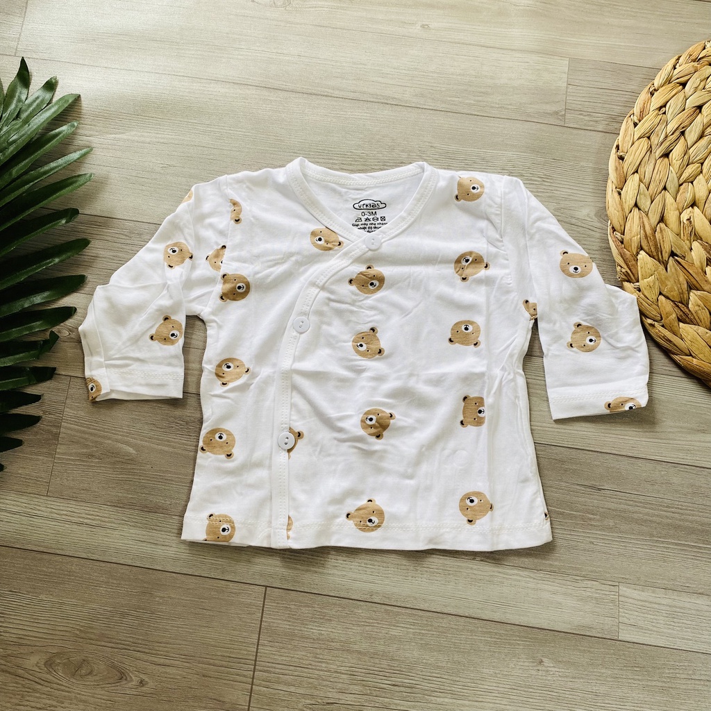 Áo dài tay cài lệch sơ sinh hoạ tiết dễ thương cho bé VT KIDS