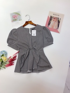 Áo sơ mi kẻ peplum siêu xinh(kèm video ảnh thật)