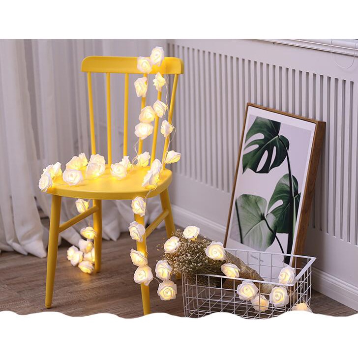 Dây Đèn LED 20 Bóng Dài 3M Hình Hoa Hồng Dùng Pin Trang Trí Giáng Sinh / Tiệc Cưới / Giáng Sinh