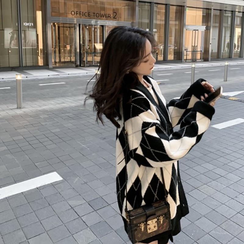 Áo Cardigan Len Dệt Kim Cương phối màu siêu trẻ trung, Áo Khoác Cardigan Nữ Hottrend 2022