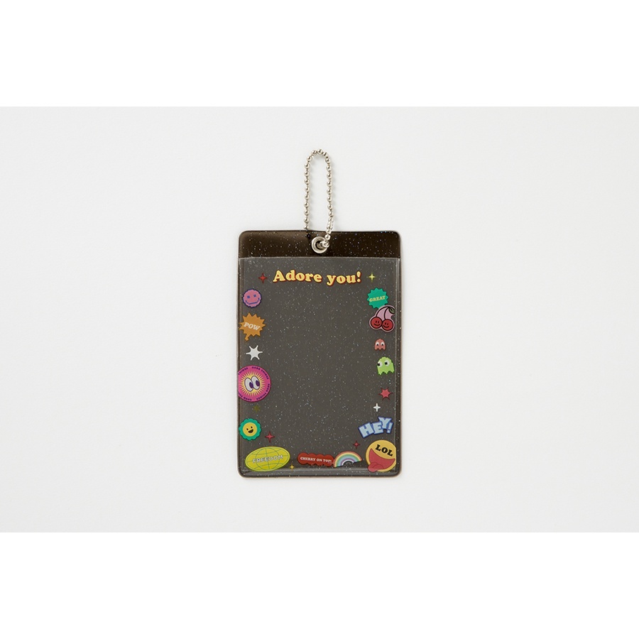 Toploader Decor ARTBOX Hàn Quốc Móc Khóa Bọc Card Đựng Ảnh Trang Trí Photocard Polaroid Màu Đen Kim Tuyến Sticker