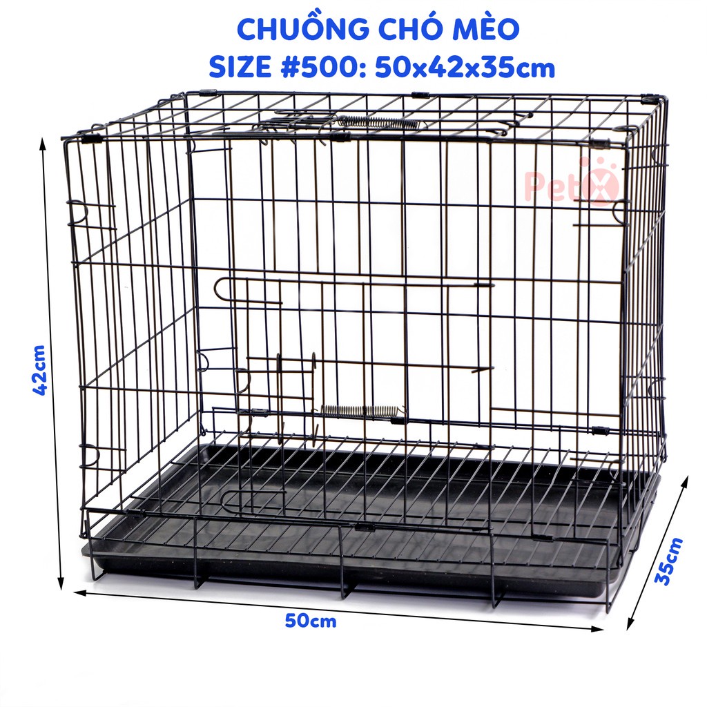 Chuồng chó, chuồng mèo gấp gọn, sơn tĩnh điện có khay kèm size 60x42x50 cm