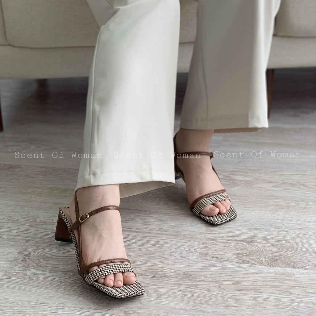 Sandal cao gót quai mảnh gót trụ dẹt cao 6cm