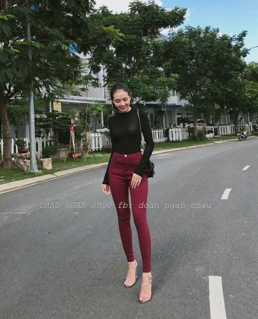 Quần skinny 3 màu rêu đen đỏ | BigBuy360 - bigbuy360.vn