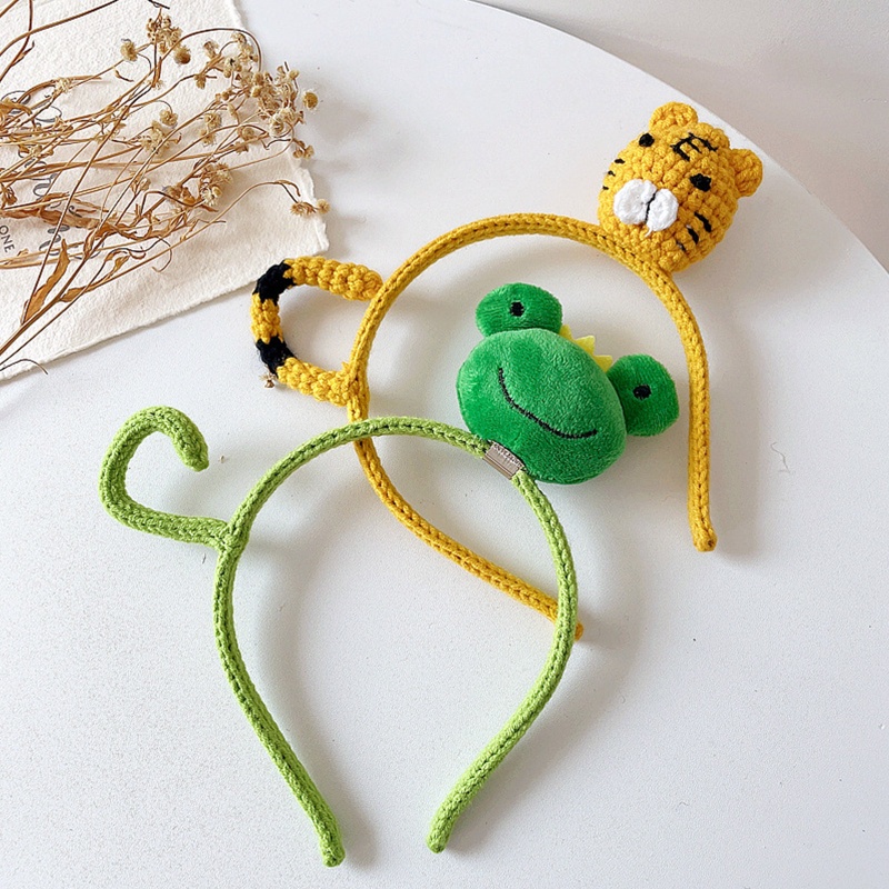 Flgo Băng Đô Cài Tóc Dệt Kim Hình Động Vật Dễ Thương Cho Nữ