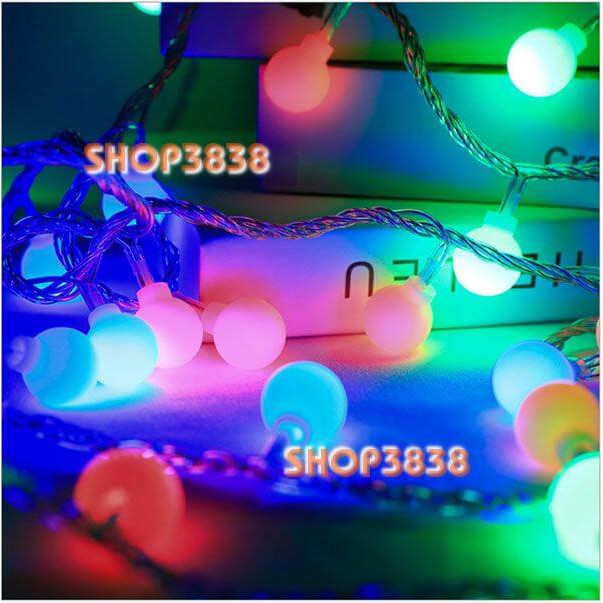 (Nguồn USB) Dây Đèn Led Bi Đục Tròn Dài 3M - 20 Bóng Nhiều Màu Trang Trí Noel Lễ Tết