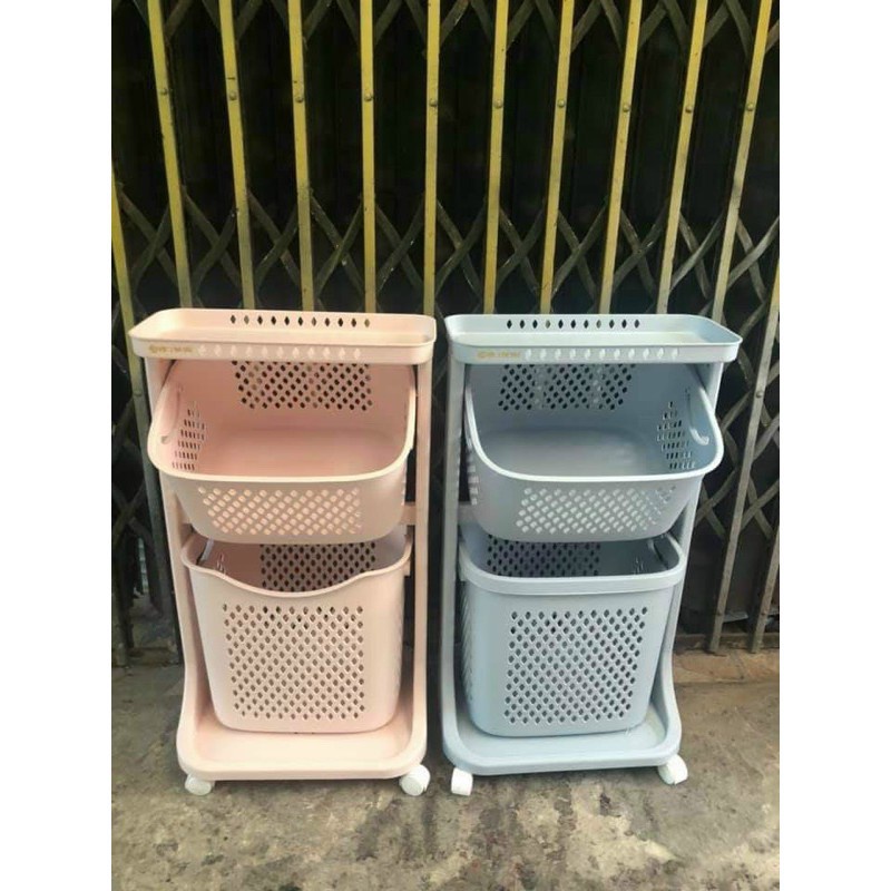 KỆ ĐA NĂNG 2T 5567-2 VN / Rổ đựng quần áo 2 tầng có bánh xe nhựa Việt Nhật