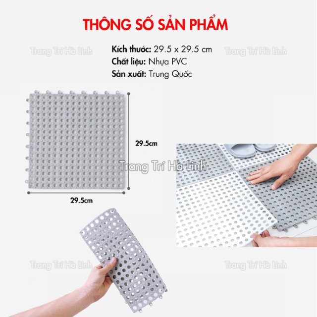 Thảm chống trơn trượt nhà tắm hàng loại 1 nhựa lỗ ghép lót sàn kháng khuẩn an toàn