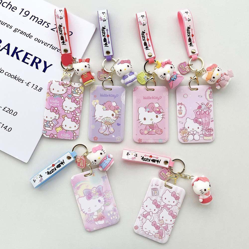 Ốp Điện Thoại Hình Mèo Kitty 3D Có Dây Đeo Đựng Thẻ Tiện Dụng