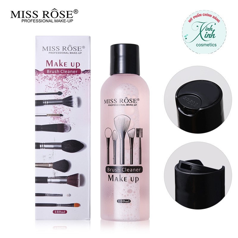 Nước rửa cọ Trang Điểm Miss Rose Makeup Brush Cleaner 180ml - nước rửa cọ giúp sạch khuẩn, ngăn mụn ẩn