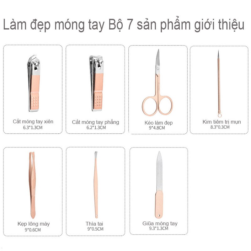 7 Cái Thép không gỉ Nail Clipper Cắt Tông đơ Ear Pick Chải Kit Làm móng chân móng chân Twisszer Công cụ làm LFZ-MJTZ-DIY