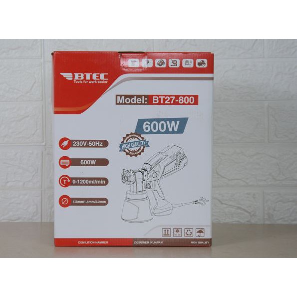 Máy phun sơn 600W Btec BT27-800 - Hàng chính hãng, bảo hành 4 tháng
