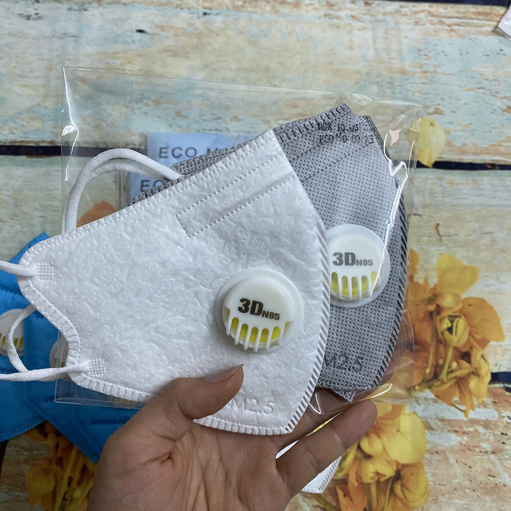 Khẩu trang N95 3D, Eco Mask KN95 có van kháng khuẩn, chống bụi min