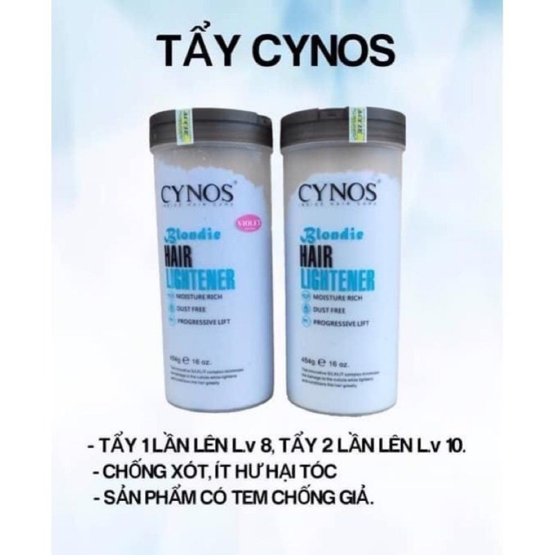 Bột Tẩy Cynos không rát da đầu 1 đập lên tông 9-10,tẩy chuyên salon