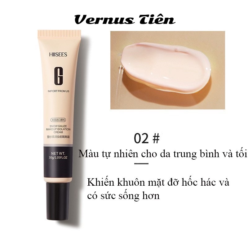 Kem nền che khuyết điểm Hiisees Chữ G 30g Vernus Tiên