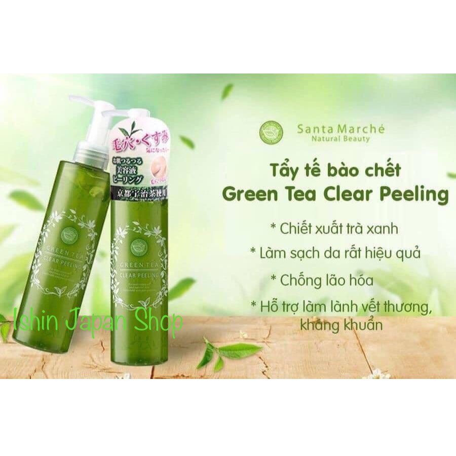 (Mẫu mới nhất) Tẩy da chết trà xanh Santa Marche Green Tea Clear Peeling 200ml