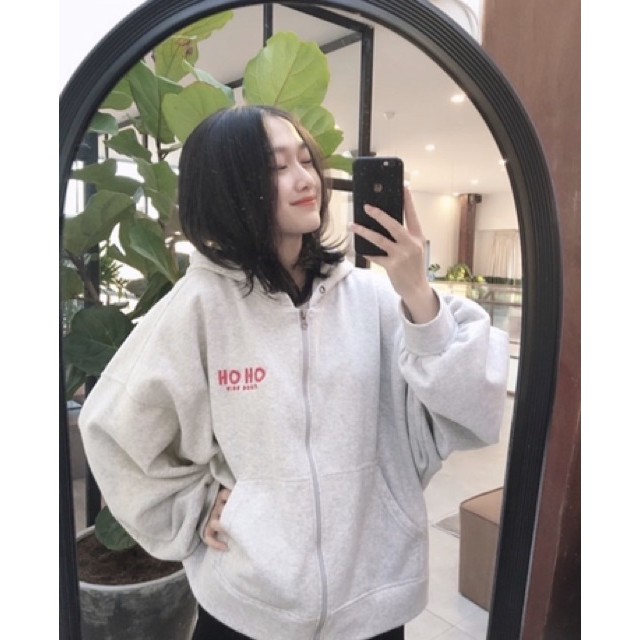 50K - ÁO KHOÁC NỈ,ÁO HOODIE NỮ OH OH ULZANG DÁNG RỘNG HÀN QUỐC( CÓ KHÓA KÉO)