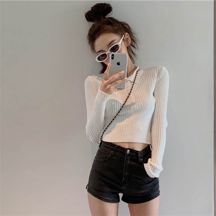 Áo Thun Polo Dệt Kim Tay Dài Dáng Ôm Thời Trang Mùa Thu Cho Nữ C & M 2021 | BigBuy360 - bigbuy360.vn