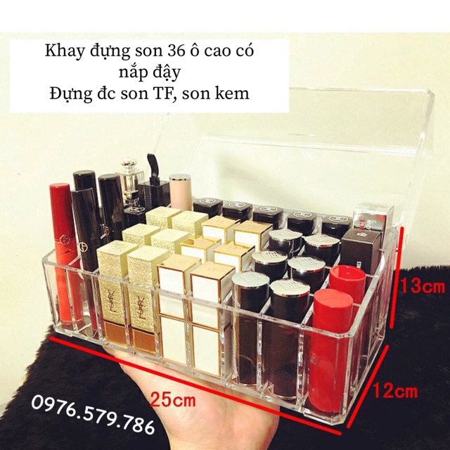 [ Dày dặn] Khay đựng son 36 ô cao ( không nắp và có nắp đậy)