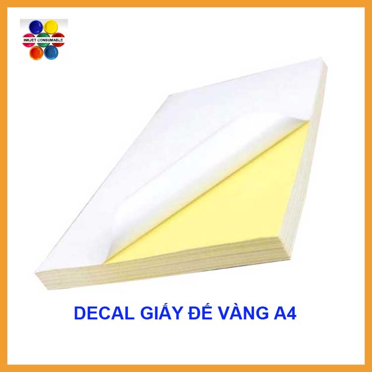 Decal Giấy Đế Vàng A4 xấp 100 tờ