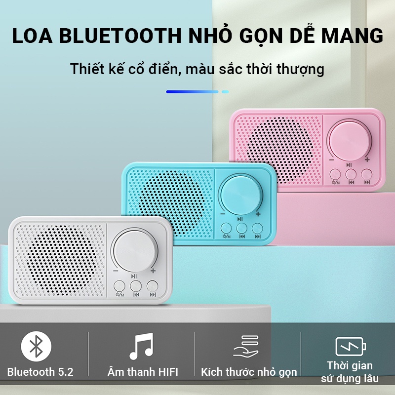 Loa bluetooth mini âm bass mạnh Cát Thái T-19FM công suất 5W dung lượng pin 1200mAh kết nối bluetooth không dây tiện lợi