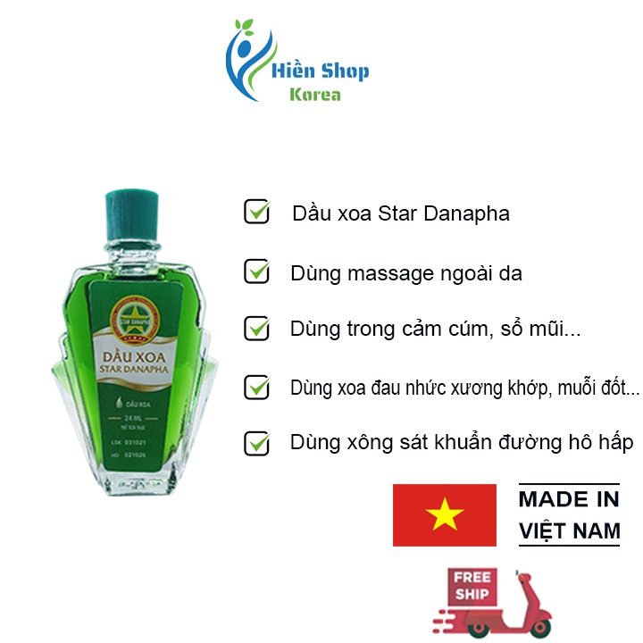 Dầu gió Star danapha  dầu xoa dùng massage , xông sát khuẩn đường hô hấp trên