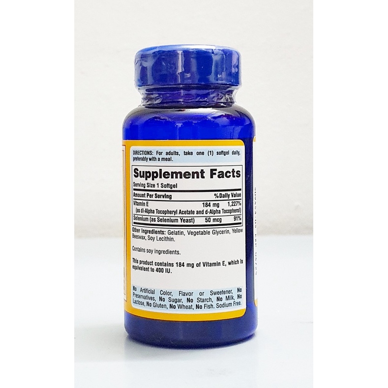 Date 10/25 - Viên Uống Đẹp Da Vitamin E 184mg With Selenium 50mg hãng Puritan's Pride của Mỹ - chống lão hóa tự nhiên