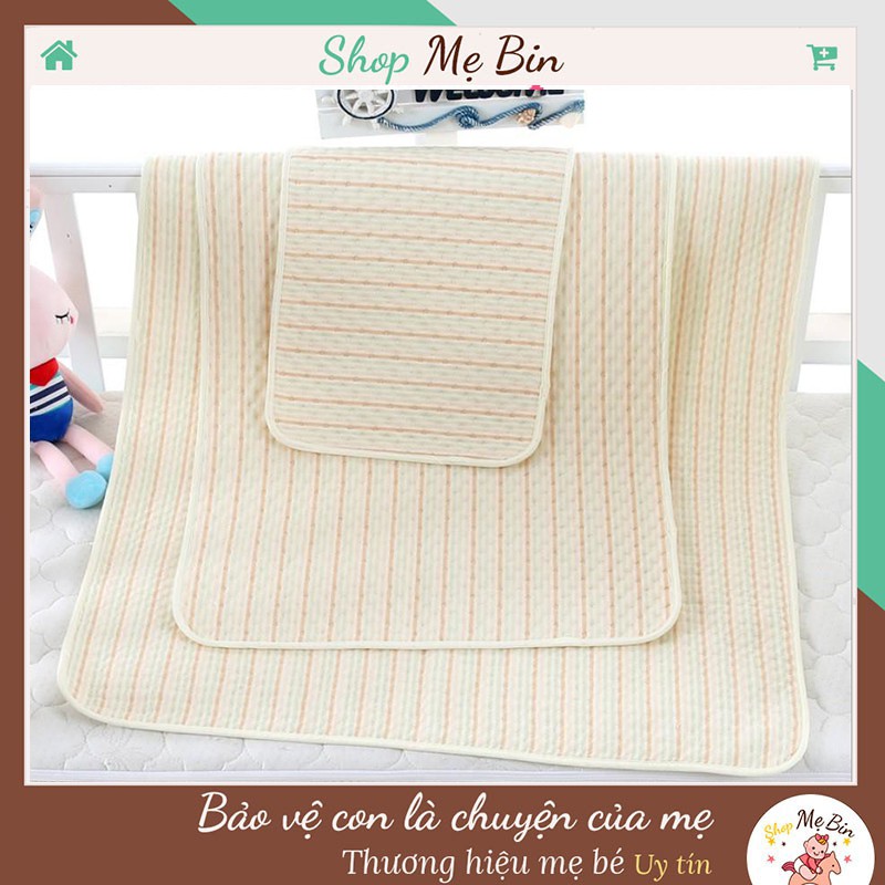 Tấm lót chống thấm cho bé Bon Shop organic cao cấp 100% cotton hữu cơ tự nhiên, chống thấm 4 lớp, mềm mại, thoáng khí