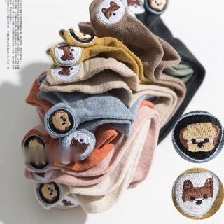 Vớ nữ cổ thấp thêu icon cún con dễ thương