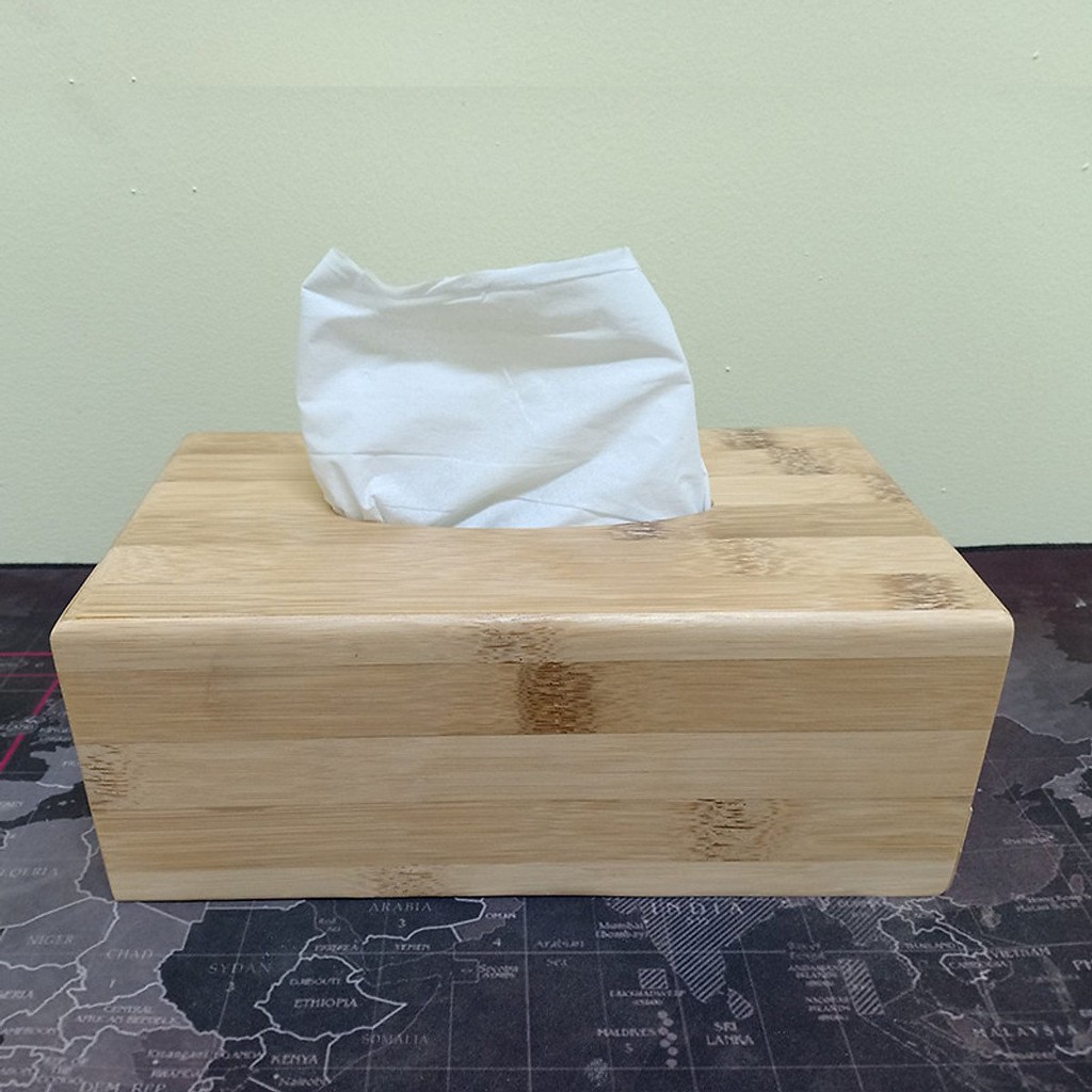 Hộp khăn giấy hình chữ nhật, chất liệu gỗ tre tự nhiên – Hộp khăn giấy bằng tre – Bamboo Tissue Box