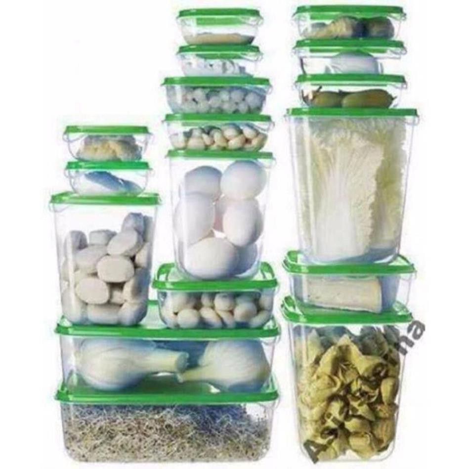 Bộ Hộp 17 Món IKEA - Set 17 Hộp Nhựa Cao Cấp Đựng Thực Phẩm Bảo Quản Tủ Lạnh - HV Store 347