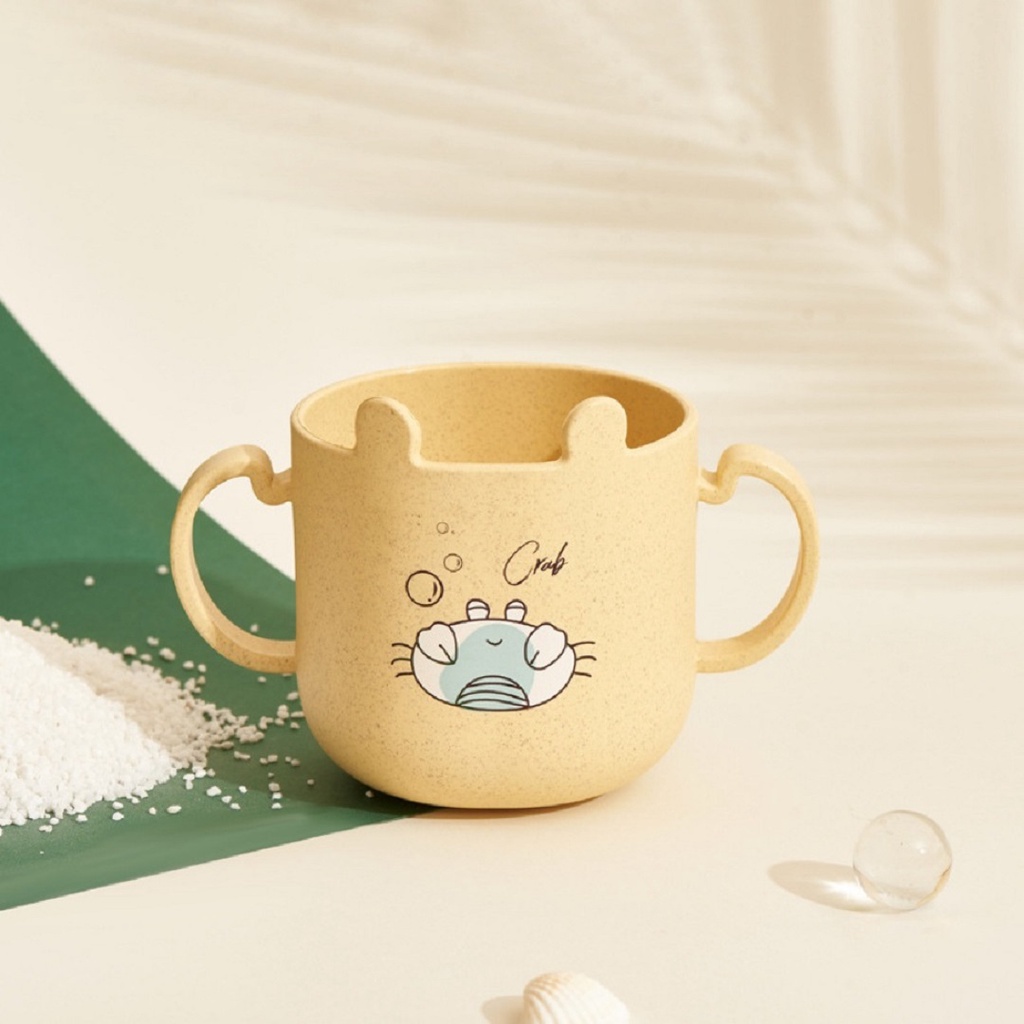 Khay Ăn Dặm Kiểu Nhật Chất Liệu Lúa Mạch Hình Cua Vàng Kèm Thìa Dĩa An Toàn Cho Bé YOOTA BABY