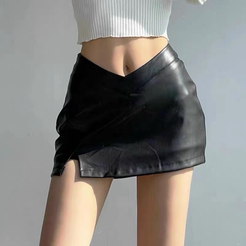 Chân Váy Da Đai V eo xẻ tà da siêu sexy Hình thật cuối